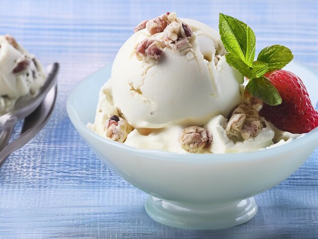 Frescura y indulgencia en un plato de helado gourmet casero
