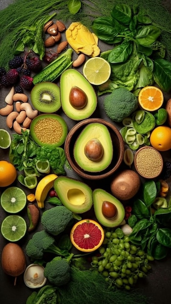 Frescura y variedad de frutas saludables en una canasta colorida
