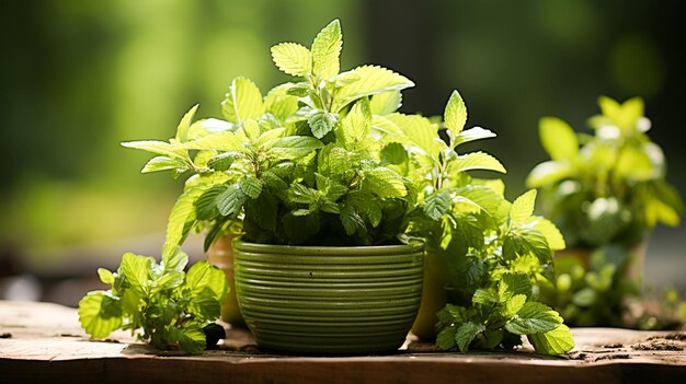 Frescura de verano hojas verdes maceta florecimiento belleza