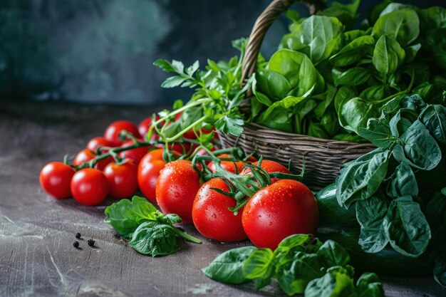 Frescura de las verduras orgánicas en una generativa rústica de madera Ai