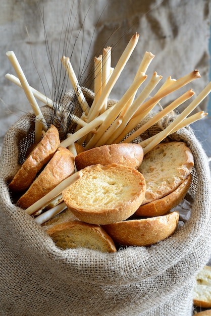 Freselle de pão no saco