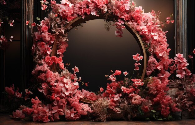 Fresh Floral Hoop Backdrops Digitais com brilho softlight composição perfeita cor mínima flor tema de amor doce conceito