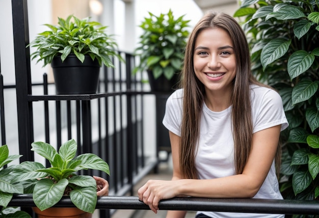 Fresh Foliage Smile T-shirt branco clássico