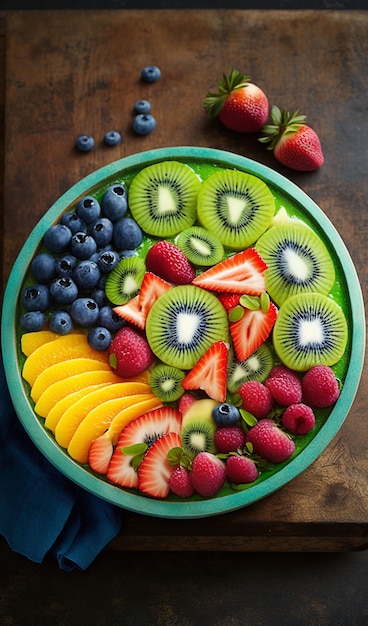 Fresh Fruit Smoothie Bowl Generative ai