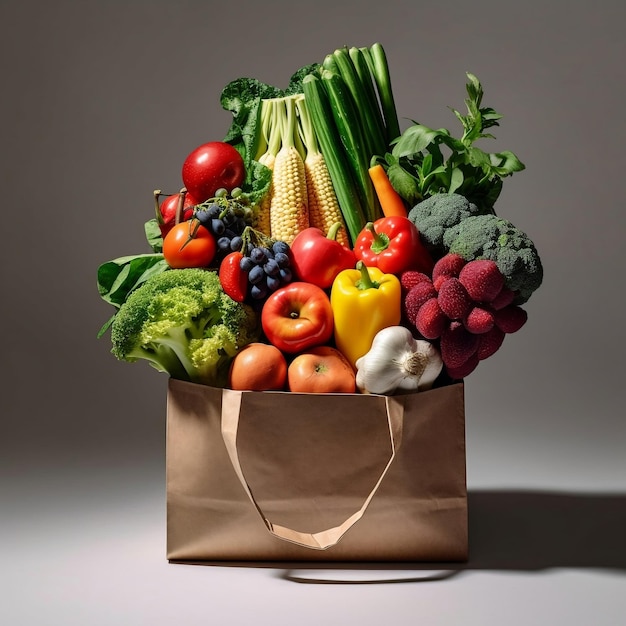 Fresh Harvest Nature's Bounty em uma IA de sacola de compras de papel