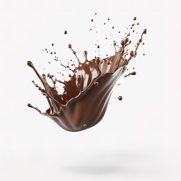 Fresh Liquid Chocolate splash fundo branco generativo ai