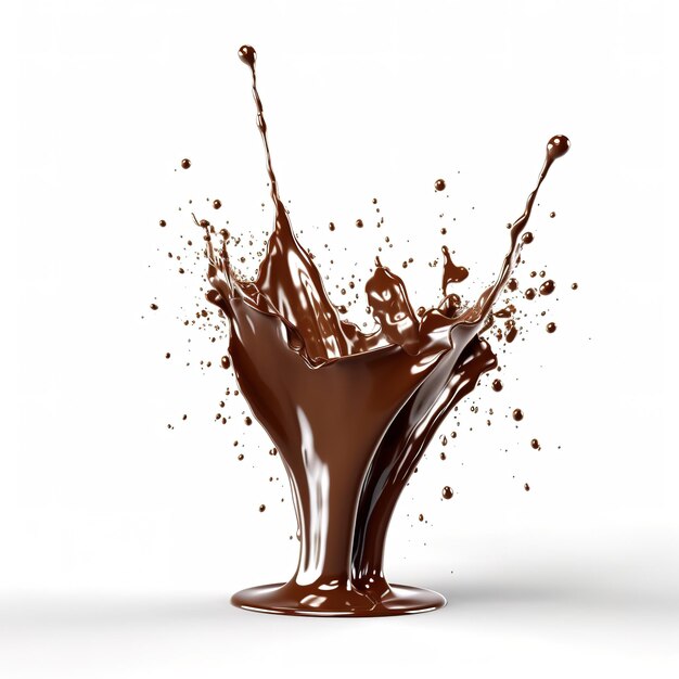 Fresh Liquid Chocolate splash fundo branco generativo ai