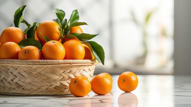 Fresh Organic Tangerine Fruit Ilustración horizontal fotorrealista Dieta vegetariana saludable Ai Generado una ilustración brillante con deliciosa y jugosa tangerina