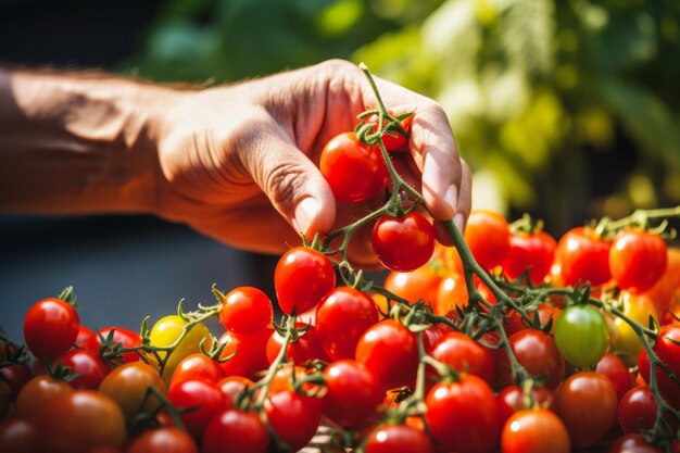 Fresh Organics Chef Anônimo colhe habilmente uma abundância de legumes frescos da fazenda