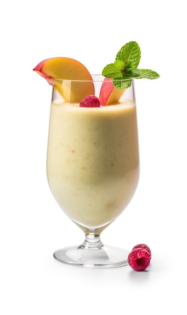 Fresh Smoothie Apple lassi com frutas de maçã em tiro de estúdio de fundo branco isolado