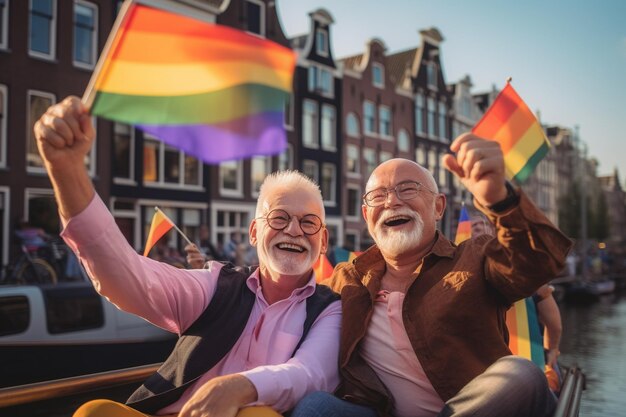 Freude bei der LGBTQ Pride Parade in Amsterdam Amsterdam Pride Celebration