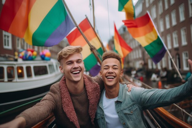 Freude bei der LGBTQ Pride Parade in Amsterdam Amsterdam Pride Celebration