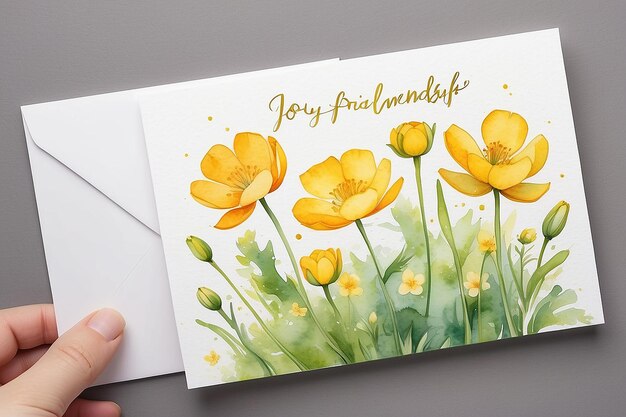 Freude und Freundschaft Aquarell Buttercup Grußkarten Design