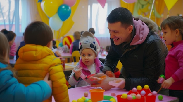 Freudevolle Kinderfeier in Alchevsk, Ukraine Animationsspiele und viel Spaß