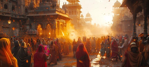 Freudige Feier Die faszinierenden Augenblicke des Lachens und der Farbe beim Holi-Festival