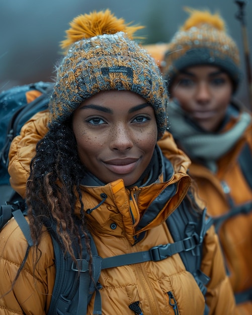 Foto freunde, die gemeinsam in den bergen wandern tapeten