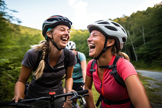 Freunde, die während der Fahrt miteinander lächeln und lachen, sind immer auf der Karte