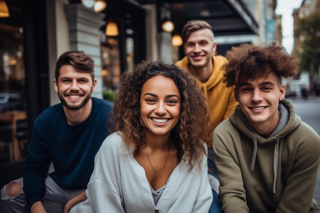 Freunde lächeln in einem Café