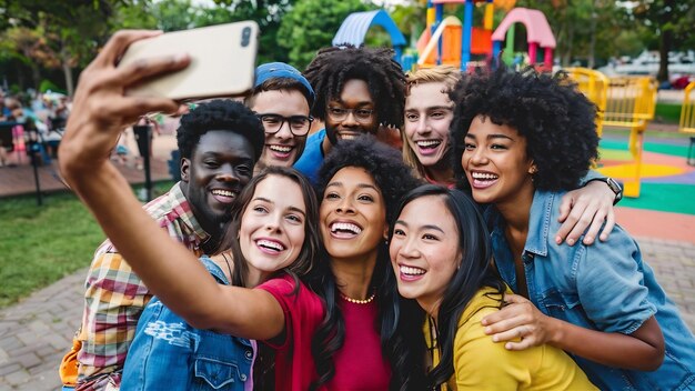 Freunde machen ein Friedens-Selfie