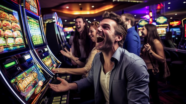 Freunde mit Chips im Casino