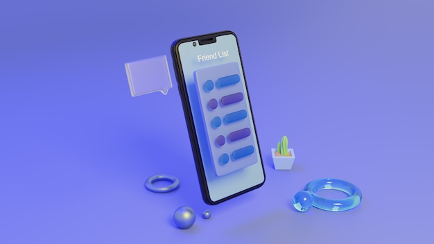 Foto freundesliste des 3d-smartphones zum chatten anzeigen