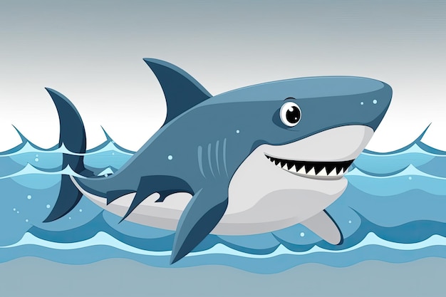 Freundlicher Hai, der glücklich im leuchtend blauen Meerwasser schwimmt. Generative KI
