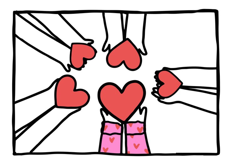 Foto freundschaft png doodle hände, die herzen halten