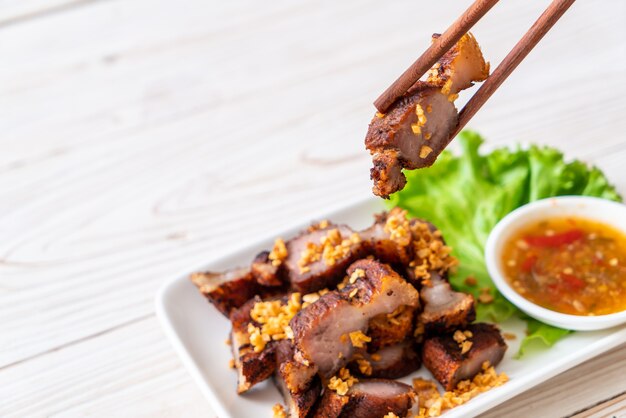 Fried streaky pork oder crispy pork oder deep fried pork belly