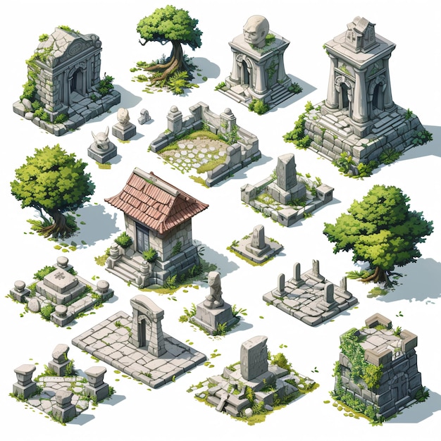 Friedhof Spiele Vermögenswerte Gebäude und Umwelt Sprite Sheet