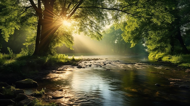 Friedliche, klare Flusslandschaftsfotografie