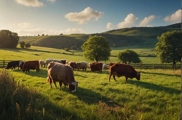 Friedliche Landschaft mit Beweidung