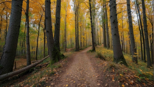 Friedlicher Waldweg in Herbstfarben