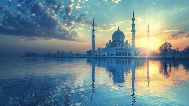 Friedliches Panorama der Moschee in ruhiger Atmosphäre