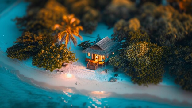 Friedliches Strandhaus in der Nacht