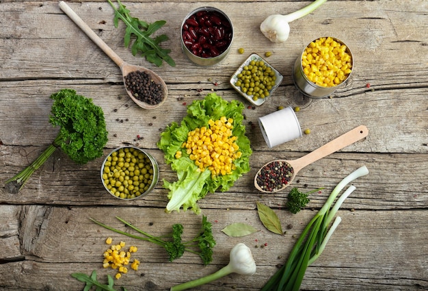 Frijoles de guisantes de maíz enlatados