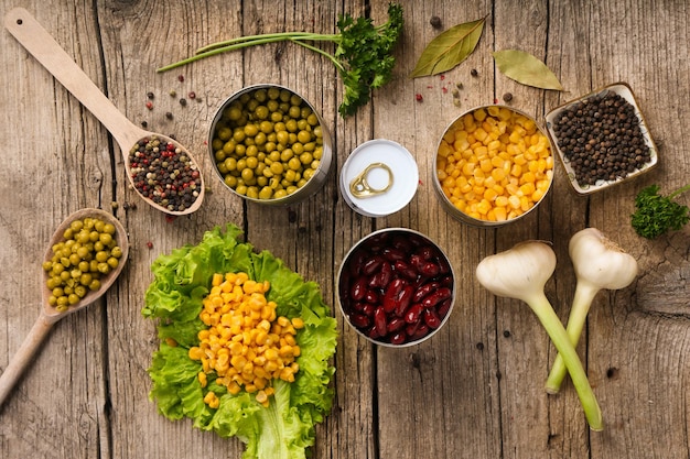 Frijoles de guisantes de maíz enlatados