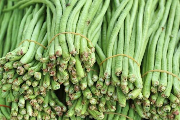 Frijoles largos en el mercado