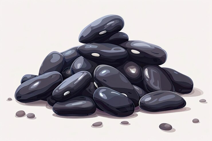 Frijoles negros aislados sobre un fondo blanco transparente hiperrealista muy detallado ricos detalles ar