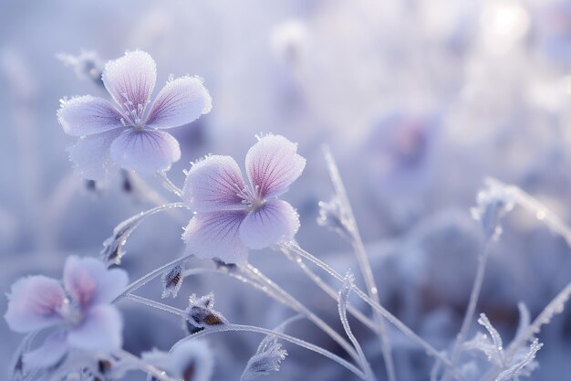El frío en la delicada flor violeta