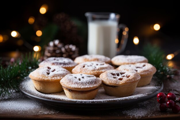 Frisch aus dem Ofen gebackener Mince Pie auf einem Holztisch