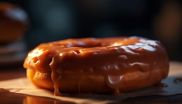 Frisch gebackene Donuts mit Schokoladenglasur-Genuss, generiert von KI