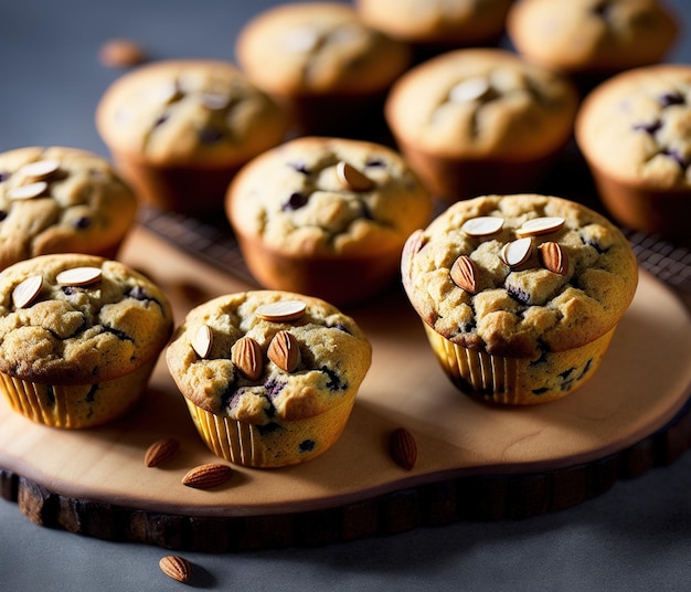 frisch gebackene Muffins mit Schokolade und Zitrone auf weißem Hintergrund
