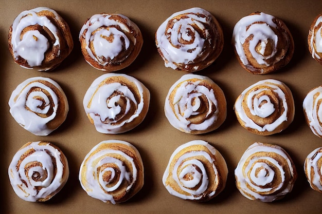 Frisch gebackene Zimtschnecken Süßes hausgemachtes Gebäck Weihnachtsbacken Nahaufnahme Kanelbule schwedisches Dessert