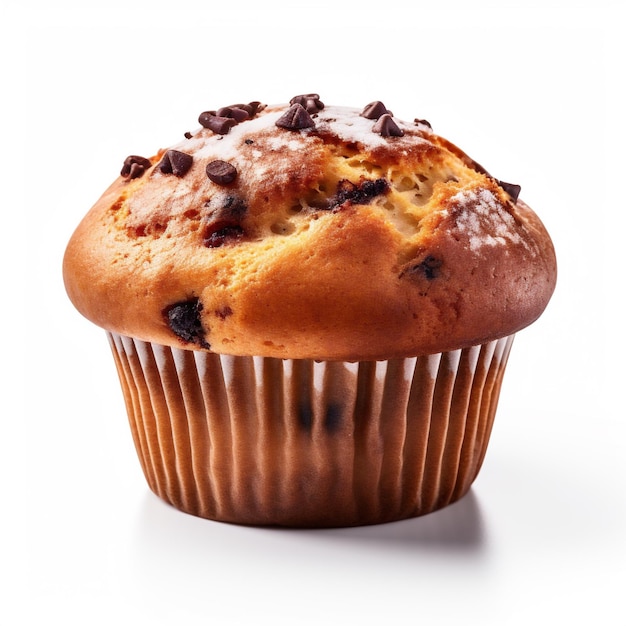 Foto frisch gebackener einzelner muffin auf weißem hintergrund