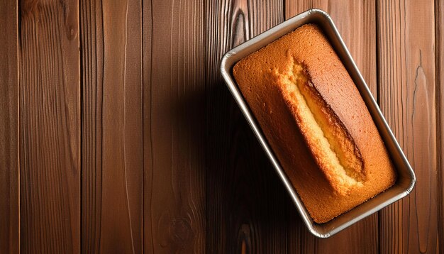 Frisch gebackener Vanille-Pfundkuchen auf einem Holztisch köstliches und süßes Essen leckeres Dessert