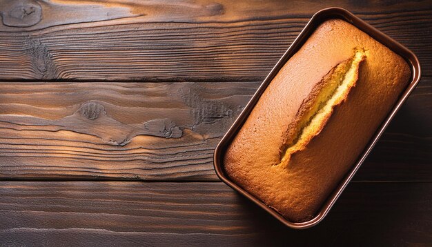 Frisch gebackener Vanille-Pfundkuchen auf einem Holztisch köstliches und süßes Essen leckeres Dessert