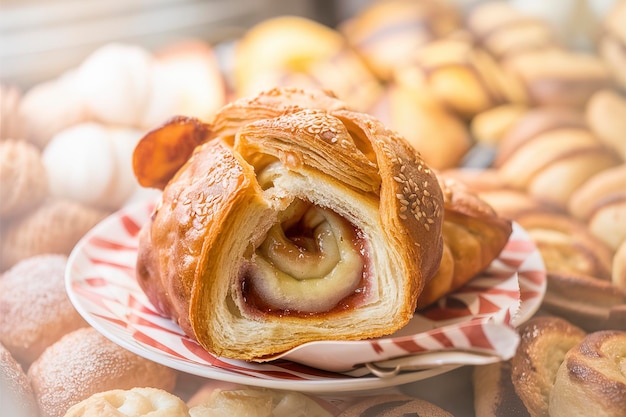 Frisch gebackenes Glasurgebäck aus einer asiatischen Bäckerei zum Frühstück