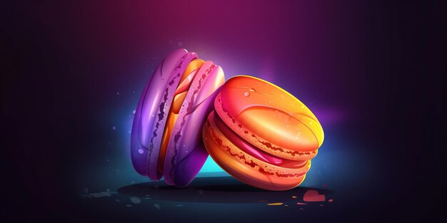 Frisch gebackenes Macaron-Gebäck Horizontal-Trendy-Illustration