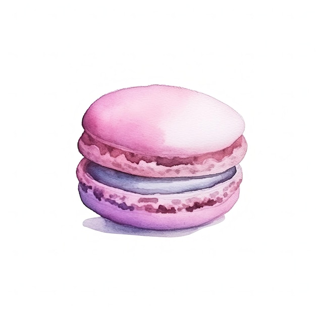 Frisch gebackenes Macaron-Gebäck quadratische Aquarell-Illustration