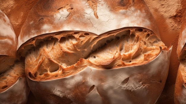 Frisch gebackenes Sauerteigbrot, horizontaler Hintergrund